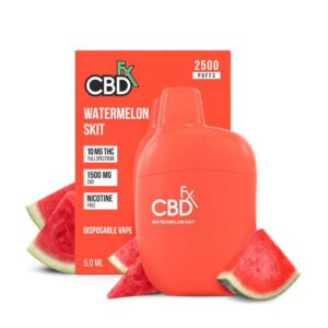 The Watermelon Skit CBD + Delta 9 Vape Pen delivers a sweet and juicy watermelon flavor with a hint of candy, infused with a balanced blend of CBD and Delta-9 THC for a calming and uplifting vaping experience in a sleek, portable design.